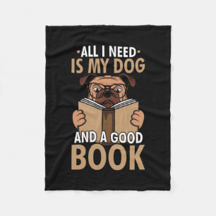 Book Lover - Dog And A Good Book Fleece Blanket