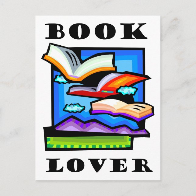 "Book Lover" - Flying books & pages for reading Postcard (Front)