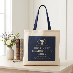 Book Lover Funny Literary Quote Navy Blue Tote Bag