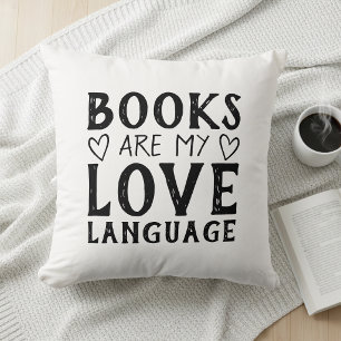 Book Lover Funny Saying Bookish Black and White Throw Pillow
