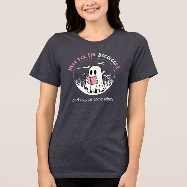 Book Lover Ghost Halloween Tri-Blend Shirt (Front)
