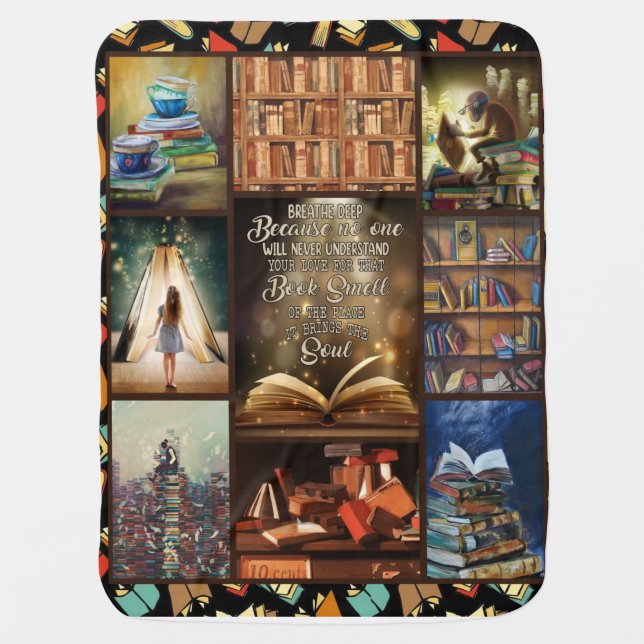 Book Lover Gift, Book Worm, I Love Reading Book Baby Blanket (Front)
