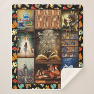 Book Lover Gift, Book Worm, I Love Reading Book Sherpa Blanket