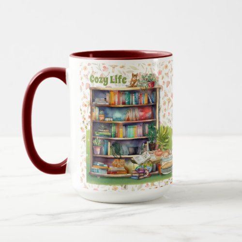 BOOK  LOVER GIFT CAT LOVERS HYGGE LIFE COZY ARTY  MUG