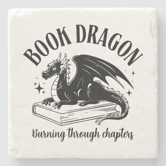 Book Lover Gift Fantasy Dragon  Stone Coaster (Front)