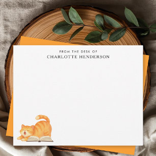 Book Lover Ginger Cat Personalized  Note Card