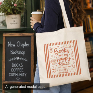Book Lover Happy Place Reader Tote Bag