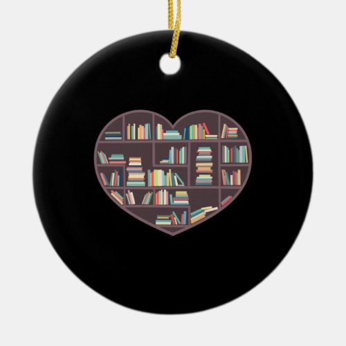 Book Lover Heart Shape Reading Club Librarian Book Ceramic Ornament