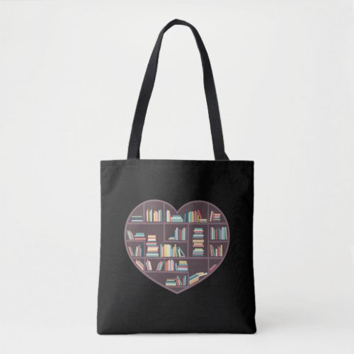 Book Lover Heart Shape Reading Club Librarian Book Tote Bag