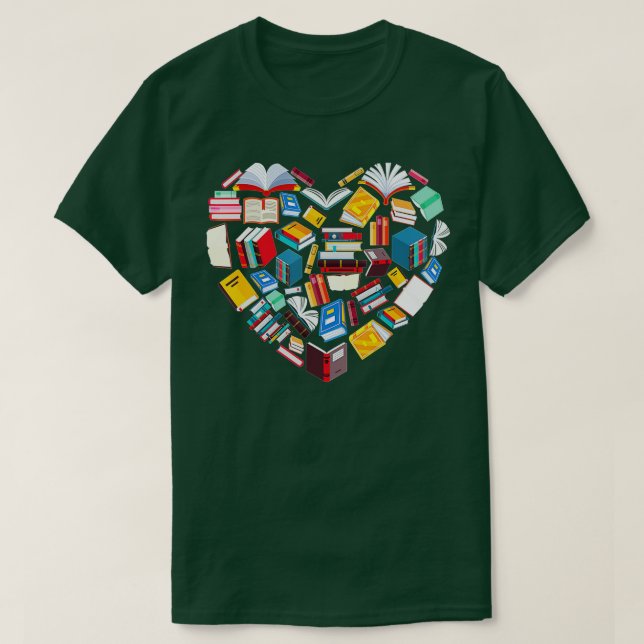 Book Lover Heart Shape reading club Librarian Libr T-Shirt (Design Front)