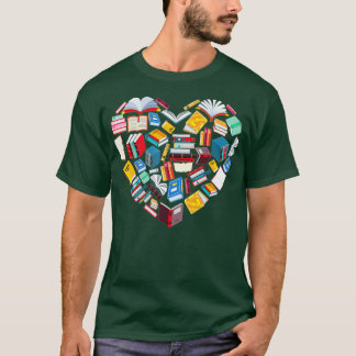 Book Lover Heart Shape reading club Librarian Libr T-Shirt