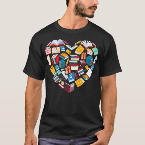 Book Lover Heart Shape reading club Librarian Libr T_Shirt