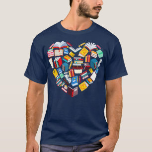 Book Lover Heart Shape reading club Librarian Libr T-Shirt