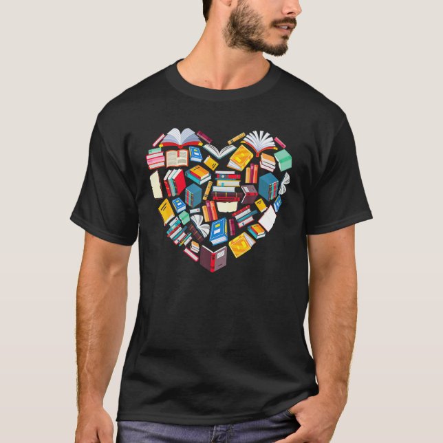 Book Lover Heart Shape Reading Club Librarian Libr T-Shirt (Front)