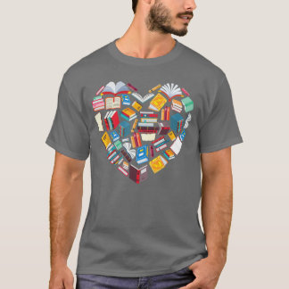 Book Lover Heart Shape reading club Librarian Libr T-Shirt