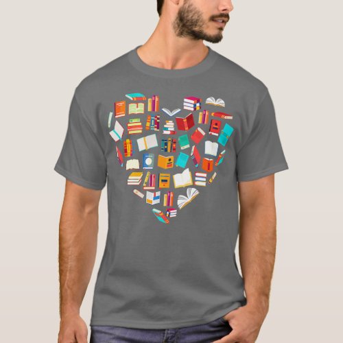 Book Lover Heart Shape Reading Club Librarian T_Shirt