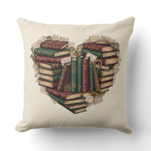 Book Lover Heart Throw Pillow