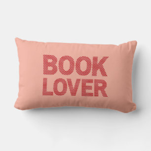 Book Lover Hearts Peach Lumbar Pillow