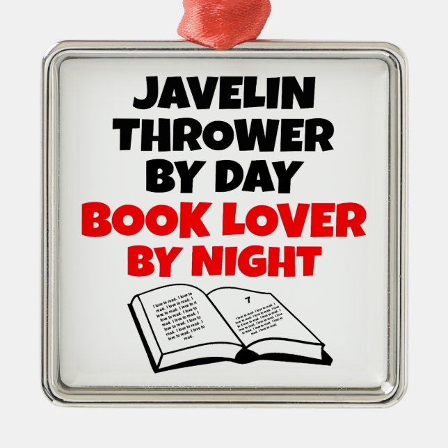 Book Lover Javelin Thrower Metal Ornament (Front)