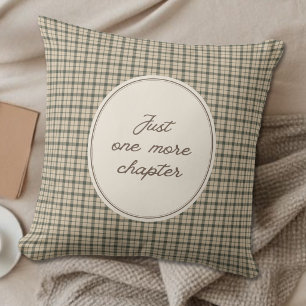 Book Lover Just One More Chapter Script Gingham Throw Pillow