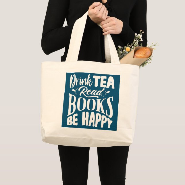 Book Lover Librarian Bookworm Reading Club Large Tote Bag (Front (Product))