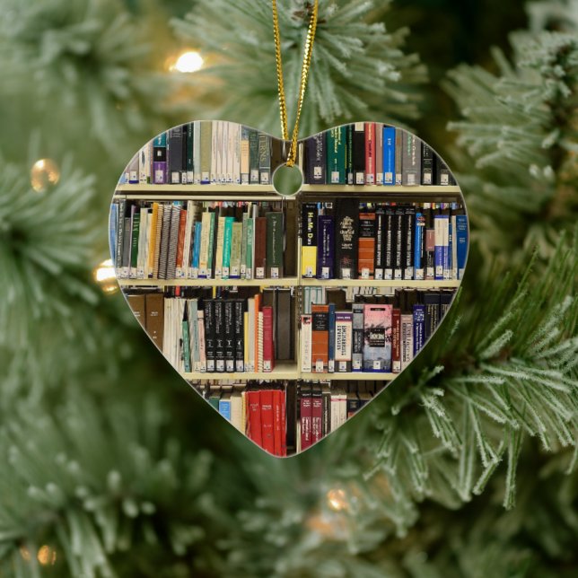 Book Lover Library Books Christmas Ceramic Ornament (Tree)