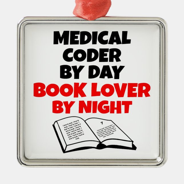 Book Lover Medical Coder Metal Ornament (Front)
