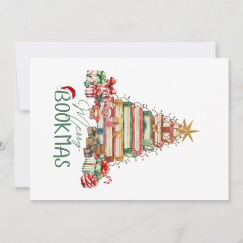Book Lover Merry Bookmas Christmas Holiday Card