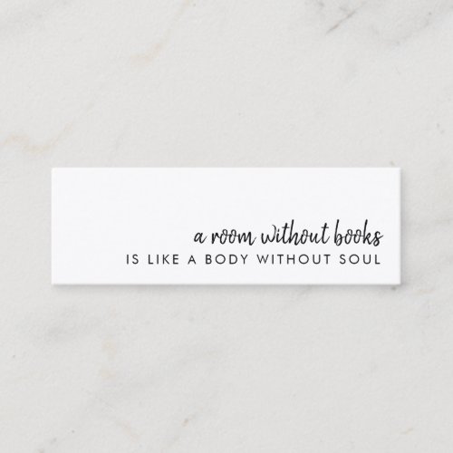 Book Lover  Modern Minimalist Mini Bookmark Card