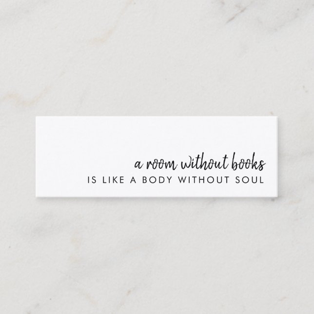Book Lover | Modern Minimalist Mini Bookmark Card (Front)
