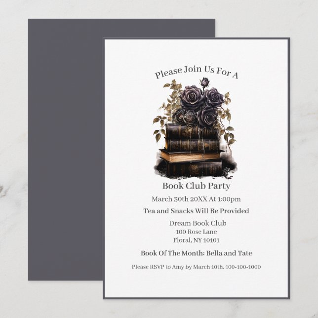 Book Lover, Morally Grey, Book Club Invitation (Front/Back)