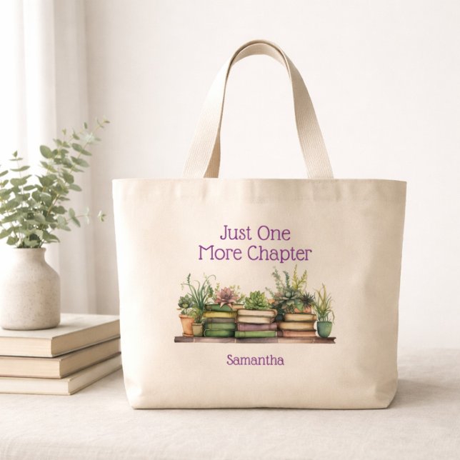 Book Lover One More Chapter Personalized Large Tote Bag (Creator Uploaded)