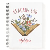 Book Lover Open Book With Flowers Reading Log