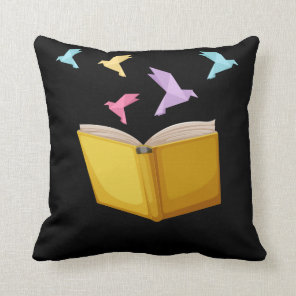 Book Lover Origami Bookworm Literature Reader Throw Pillow