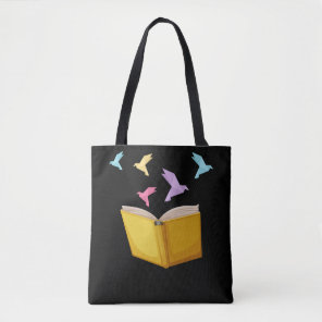 Book Lover Origami Bookworm Literature Reader Tote Bag