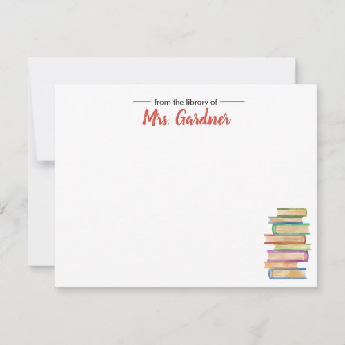 Book Lover Personalized Stationery Note Cards