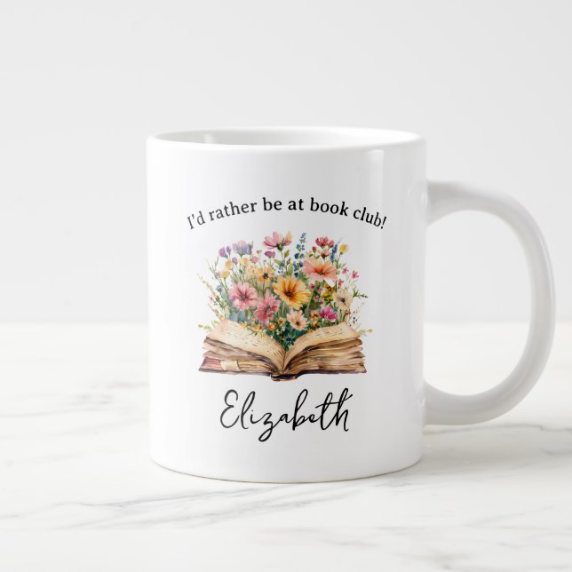 book lover personalized watercolor book giant coffee mug (Right)