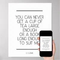 C. S. Lewis Tea and a book Quote with Watercolor Books Print
