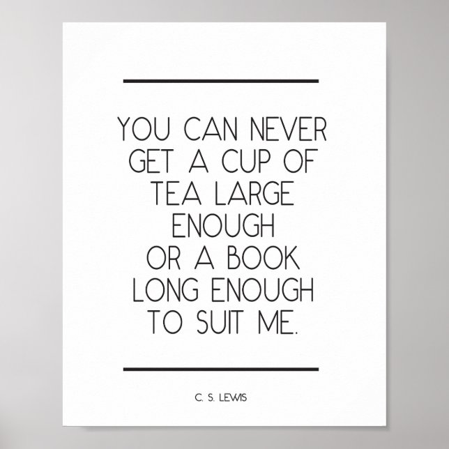 Book Lover Quote by C S Lewis Print (Front)