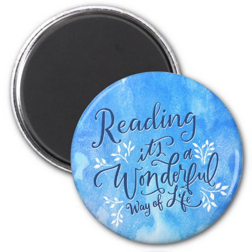 Book Lover Reading Quote Blue Typography Magnet