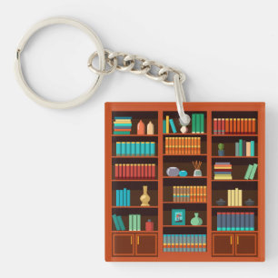 Book Lover’s Bookshelf Keychain
