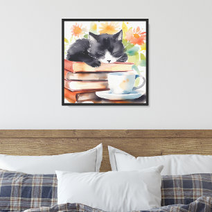Book Lover’s Cat Nap Canvas Print