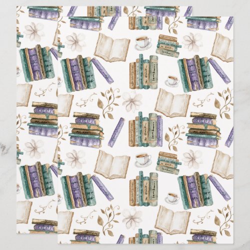 Book Lover Scrapbook Paper in White