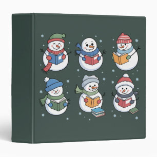 Book Lover Snowman Reading Gift Teacher Winter  3 Ring Binder