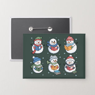 Book Lover Snowman Reading Gift Teacher Winter  Button
