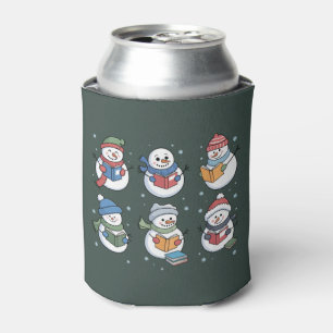 Book Lover Snowman Reading Gift Teacher Winter  Can Cooler