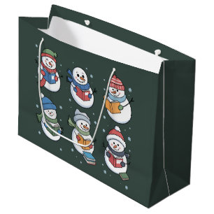Book Lover Snowman Reading Gift Teacher Winter Large Gift Bag