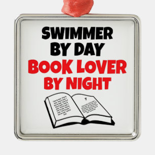 Book Lover Swimmer Metal Ornament