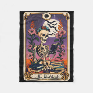 Book Lover Tarot Card The Reader Mystic Funny Skel Fleece Blanket