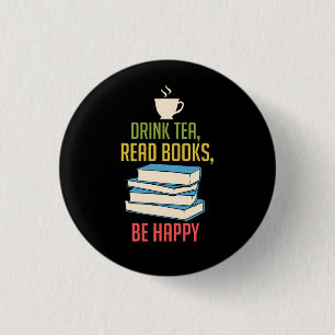 Book Lover - Tea Books Happy Button